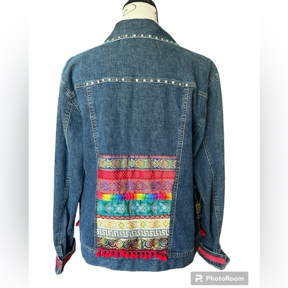 Telluride Clothing mix media wearable Art denim jacket - Picture 3 of 15